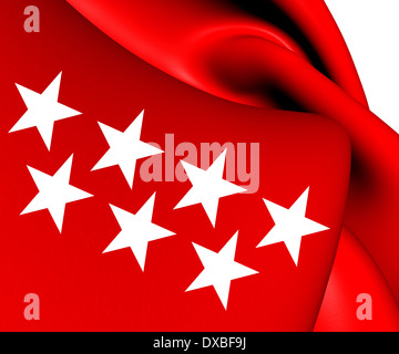 Gemeinschaft von Madrid Flagge. Hautnah. Stockfoto