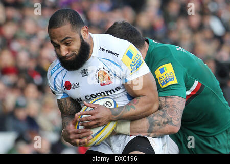 Leicester, UK. 23. März 2014. Fetu'u Vainikolo of Exeter Chiefs in Aktion während der Aviva Premiership Rugby-Match zwischen Leicester Tigers und Exeter Welford Road Credit: Action Plus Sport/Alamy Live News Stockfoto