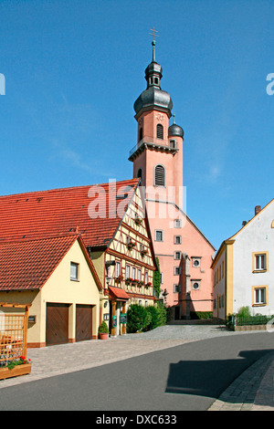 Kirche St. Nikolaus, Alter bekannt, Eibelstadt Stockfoto