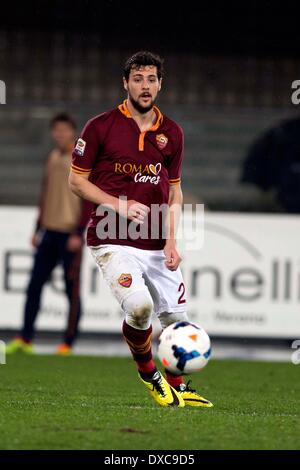 Verona, Italien. 22. März 2014. Mattia Destro (Roma) Fußball: Italienische "Serie A" match zwischen Chievo Verona 0-2 Roma Stadium Marc'Antonio Bentegodi in Verona, Italien. © Maurizio Borsari/AFLO/Alamy Live-Nachrichten Stockfoto