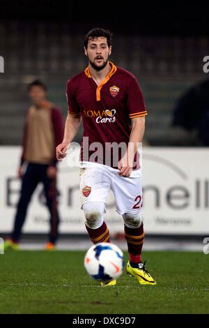 Verona, Italien. 22. März 2014. Mattia Destro (Roma) Fußball: Italienische "Serie A" match zwischen Chievo Verona 0-2 Roma Stadium Marc'Antonio Bentegodi in Verona, Italien. © Maurizio Borsari/AFLO/Alamy Live-Nachrichten Stockfoto