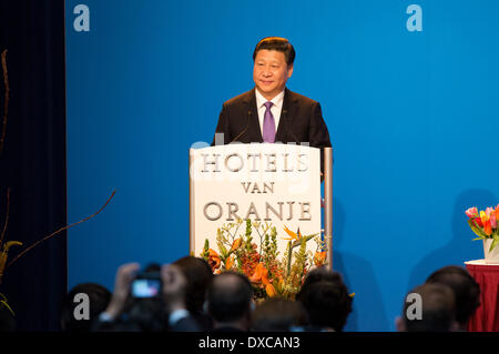 Noordwijk, Niederlande. 23. März 2014. Chinesischen Staatspräsidenten Xi Jinping besucht die Niederlande-China Handel und Wirtschaftsforum in Noordwijk, Niederlande, 23. März 2014. Foto: PATRICK VAN KATWIJK/Niederlande und Frankreich heraus; Live News WIRE SERVICE/Dpa/Alamy Stockfoto