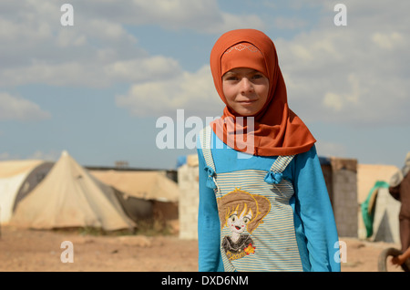 Junge syrische verdrängt intern Flüchtling Kind Atmeh Camp Nordsyrien Stockfoto