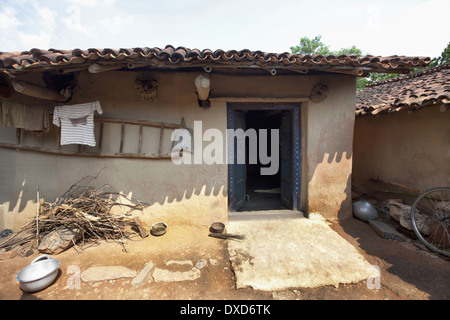 Tribal House. Santhal Stamm. Jarkatand Dorf, Bokaro Bezirk, Jharkhand Stockfoto