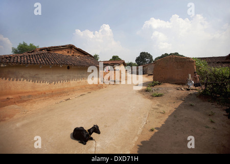 Eine Ansicht des Stammes-Dorf. Santhal Stamm. Jarkatand Dorf, Bokaro Bezirk, Jharkhand Stockfoto