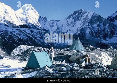 Mount Everest South Basislager, vor dem Khumbu-Gletscher, 1969 Stockfoto