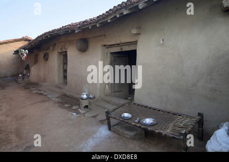 Tribal House. Santhal Stamm. Jarkatand Dorf, Bokaro Bezirk, Jharkhand Stockfoto