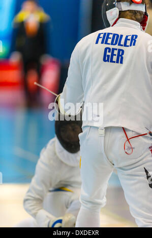 Vancouver Männer 2014 Grand Prix der Degen im Richmond Olympic Oval Richmond, Britisch-Kolumbien Kanada am 23. März 2014. Fotograf: Frank Pali Stockfoto