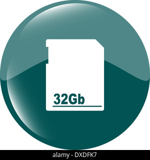 Flash-Memory Karte blau Web-Taste (Symbol) isoliert auf weiss Stockfoto