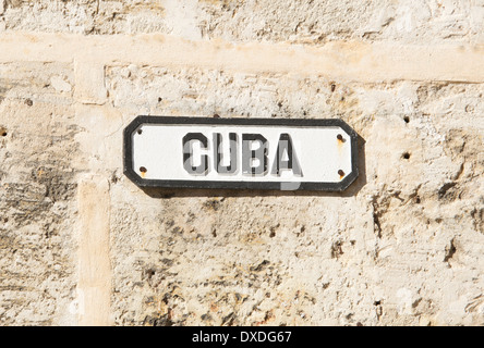 Cuba Street Zeichen Alt-Havanna-Kuba Stockfoto