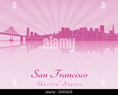 Skyline von San Francisco in lila radiant Stockfoto