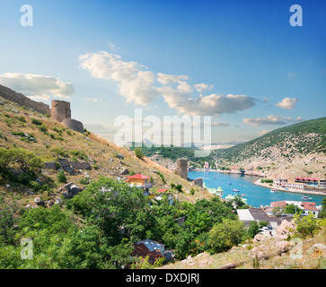 Blick auf die Bucht von Balaklawa auf der Krim Stockfoto