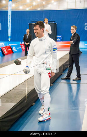 KUATER (SUI) gewinnt Goldmedaille in Vancouver Männer 2014 Grand Prix der Degen im Richmond Olympic Oval Richmond, Britisch-Kolumbien Kanada am 23. März 2014. Fotograf: Frank Pali Stockfoto