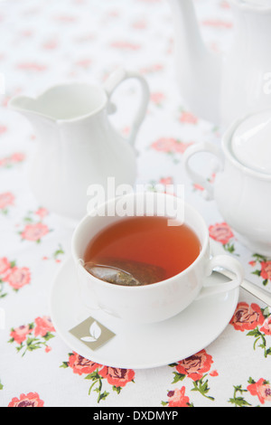 Tee Set mit Tasse Tee, Studio Shot Stockfoto