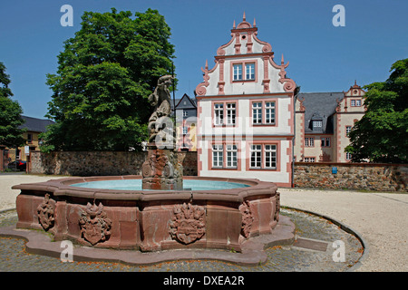 Schloss Friedberg und Brunnen St George, Friedberg, Hessen, Deutschland Stockfoto