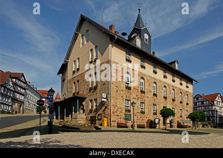 Marktplatz und Rathaus, Spangenberg, Schwalm-Eder-Kreis, Hessen, Deutschland Stockfoto