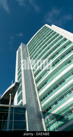 Niedrigen Winkel Ansicht des University College Hospital London NHS Gebäude UCLH UCH Euston Road, London UK KATHY DEWITT Stockfoto