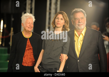 Elenor Coppola, Sofia Coppola und Francis Ford Coppola ankommen auf dem 26. Tokyo International Film Festival feierlich eröffnet. Stockfoto