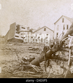 Ca. 1890 Antik Fotografie, die großen Johnstown Flut 31. Mai 1889 in Johnstown, Pennsylvania, PA, USA. Stockfoto