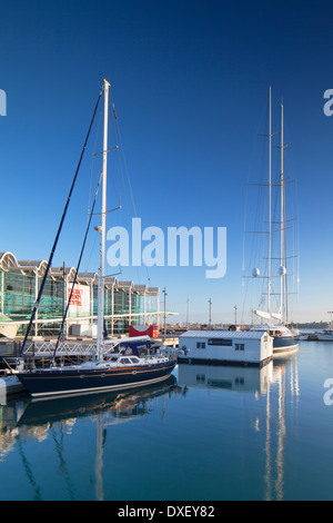 Yachten im Viaduct Harbour, Auckland, Nordinsel, Neuseeland Stockfoto