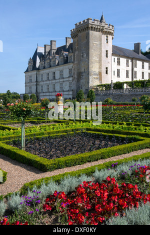 Das 16. Jahrhundert Schloss und Gärten von Villandry im Loire-Tal in Frankreich. Stockfoto