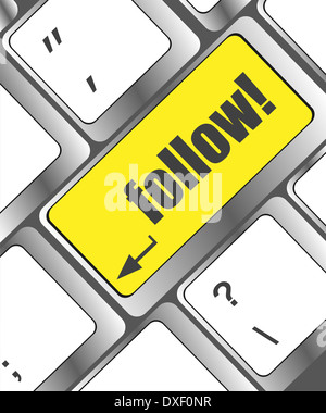 Social Media oder sozialen Netzwerk-Konzept: Tastatur mit Schaltfläche "folgen" Stockfoto