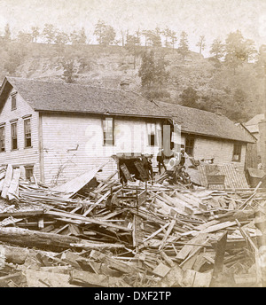 Ca. 1890 Antik Fotografie, die großen Johnstown Flut 31. Mai 1889 in Johnstown, Pennsylvania, PA, USA. Stockfoto