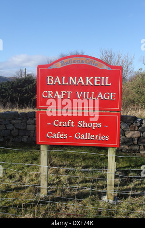 Zeichen für balnakeil Craft Village in der Nähe von Durness Schottland März 2014 Stockfoto