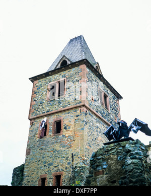 Burg Frankenstein Burg aus dem 13. Jahrhundert mit Halloween Dekoration Mühltal Hessen Deutschland Europa Stockfoto