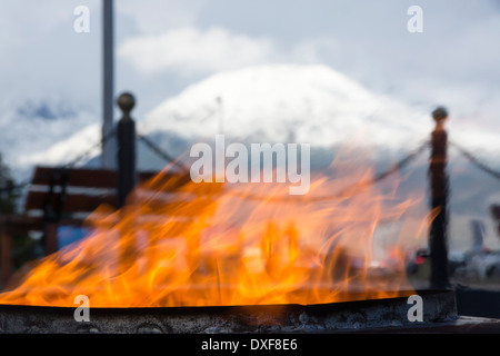 Ein Kriegerdenkmal für die gefallenen argentinische Soldaten der Falkland-Konflikt in Ushuaia, Argentinien, Südamerika. Stockfoto