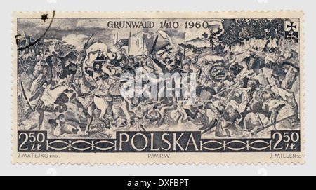 Polnische Briefmarke zum Gedenken an die Schlacht von Grunwald 1410 Stockfoto