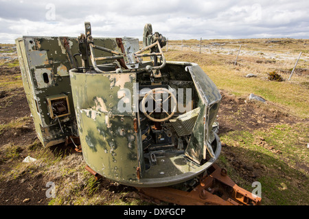 Eine Artillerie-Batterie übrig von der Falkland-Konflikt am Stadtrand von Port Stanley, Falkland-Inseln. Stockfoto