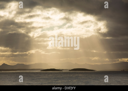 Sonnenuntergang über den Falkland-Inseln aus Argentinien, Südamerika. Stockfoto