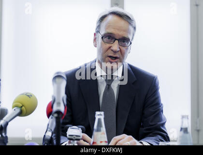 Berlin, Deutschland. 25. März 2014. Drücken Sie Talk zwischen VAP Mitglieder und Dr. Jens Weidmann, Präsident der Deutschen Bundesbank, auf Deutsche Bundesbank in Berlin am 25. März 2014 realisiert. / Bild: Dr. Jens Weidmann, Präsident der Deutschen Bundesbank. Reynaldo Paganelli/NurPhoto/ZUMAPRESS.com/Alamy © Live-Nachrichten Stockfoto