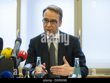 Berlin, Deutschland. 25. März 2014. Drücken Sie Talk zwischen VAP Mitglieder und Dr. Jens Weidmann, Präsident der Deutschen Bundesbank, auf Deutsche Bundesbank in Berlin am 25. März 2014 realisiert. / Bild: Dr. Jens Weidmann, Präsident der Deutschen Bundesbank. Reynaldo Paganelli/NurPhoto/ZUMAPRESS.com/Alamy © Live-Nachrichten Stockfoto