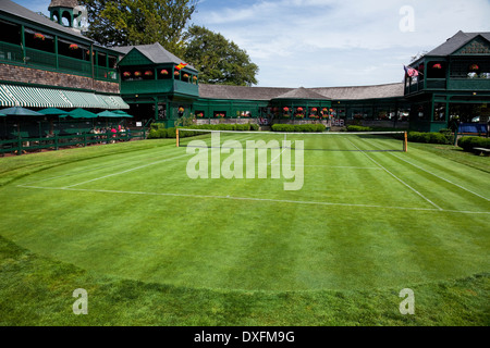 Rasenplatz im International Tennis Hall Of Fame and Museum in Newport, Rhode Island. Stockfoto