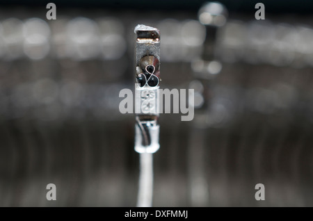 Nahaufnahme der alten Schreibmaschine Schlüssel Studio gedreht Stockfoto