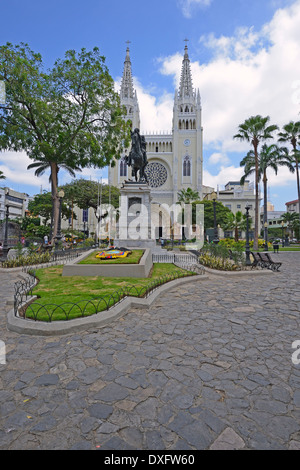 Kirche, Parque Seminario, Guayaquil, Provinz Guayas, Ecuador / Parque Bolivar, Parque de Las Leguane, Iguana Park Stockfoto