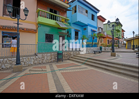 Bunte Häuser, Stadtteil Las Penas auf Provinz Guayas Cerro Santa Ana, Guayaquil, Ecuador Stockfoto