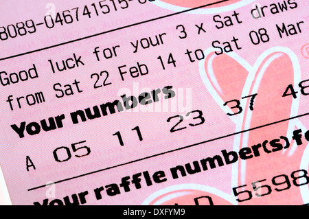 Britische nationale Lotterie Lottoschein Stockfoto