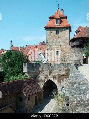 Stadtansicht von Rothenburg Ob der Tauber, einer Stadt in Mittelfranken in Bayern (Deutschland) Stockfoto