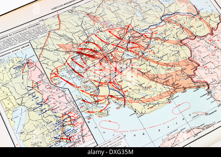 Sowjetisch-finnischen Krieg 1939-1940 in der Officer Sowjet Atlas-Ausgabe in Moskau 1947 Stockfoto