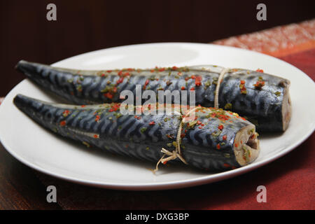 Makrelen Filets In einer Chili-Glasur Stockfoto