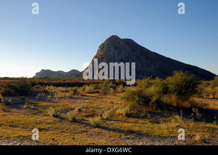 Späten Nachmittag Licht auf den Tsodilo Hills in Botswana, berühmt für die Buschmänner oder San Felsmalereien finden Sie hier. Stockfoto