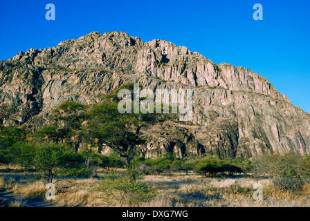 Späten Nachmittag Licht auf den Tsodilo Hills in Botswana, berühmt für die Buschmänner oder San Felsmalereien finden Sie hier. Stockfoto