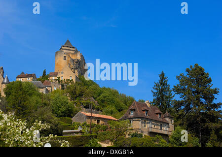 Castelnaud Schloss, Castelnaud la Chapelle, Dordogne-Tal, Périgord Noir, Aquitaine, Frankreich Stockfoto