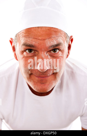 Porträt eines Mannes mit weißem Hut und t-shirt Stockfoto