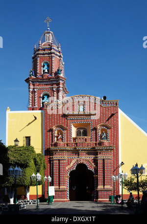 América, Mexiko, Puebla Zustand, Tonantzintla Dorf, Kirche Santa María Stockfoto