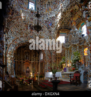 América, Mexiko, Puebla Zustand, Tonantzintla Dorf, Kirche Santa María im Inneren Stockfoto