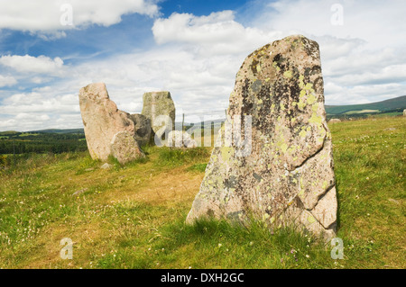 Tomnaverie Stone Circle in der Nähe von Tarland, Aberdeenshire, Schottland. Stockfoto